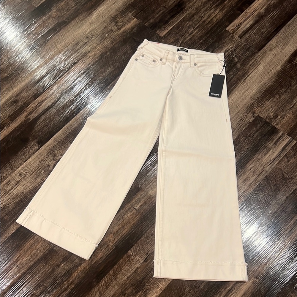 NWT True Religion Cream Wide-Leg Jeans sz 26